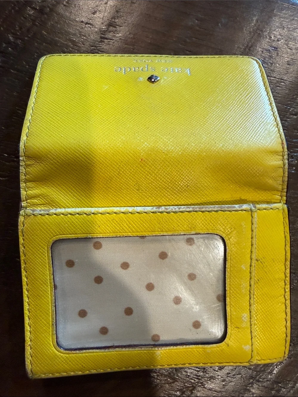 kate spade Yellow Saffiano Leather Compact Card Holder